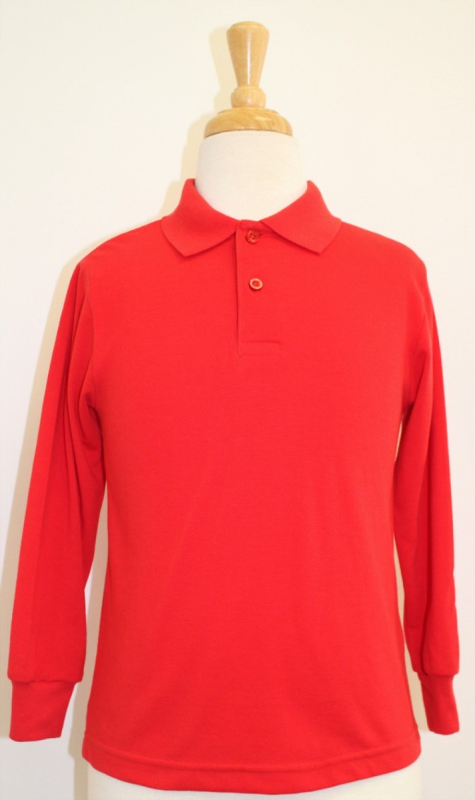 SJS RED POLO LONG SLEEVE AGE 3-4 